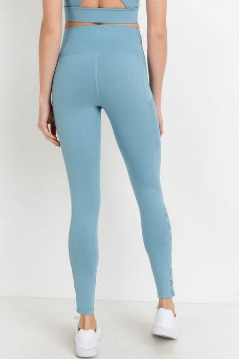 Legging met hoge taille, hybride mesh en traliewerkbandjes en volledige zakken