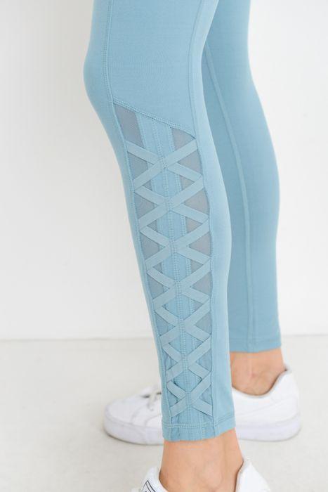 Legging met hoge taille, hybride mesh en traliewerkbandjes en volledige zakken